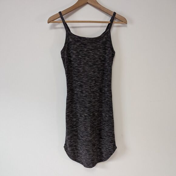 Adam Levine Front Tie Thin Straps Curved Hemline Marl Dark Gray Mini Dress - Picture 4 of 7